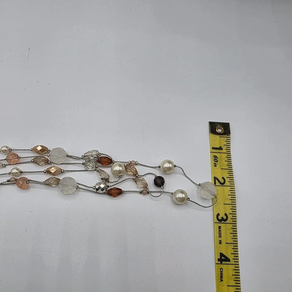 Lia Sophia Multi Strand Silver‎ Tone Multicolor Plastic Beads Adjustable 13